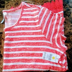 Strip Orange Crochet Plus SizeTop